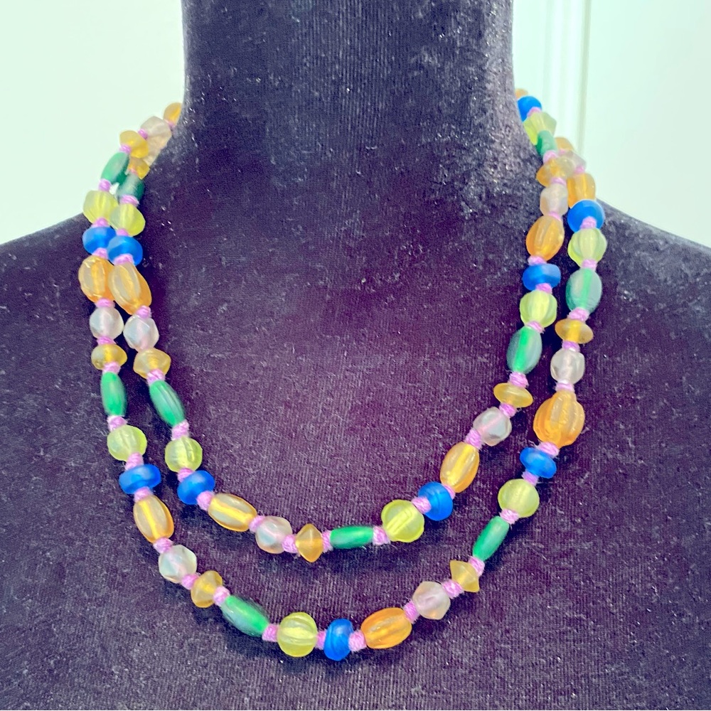 Glass Necklace Multi Colors EUC